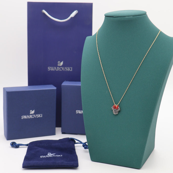 Swarovski Minnie Mouse Pendant Necklace – Gold Tone with Red Bow - 5566693