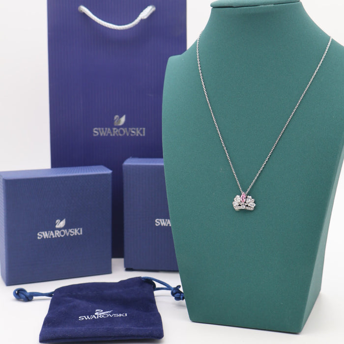 Swarovski Royal Pink Crown Necklace – Silver & Crystal - 5501076
