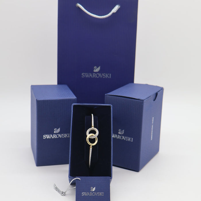 Swarovski Two-Tone Interlocking Circles Bracelet with Crystal Accents - 5523950