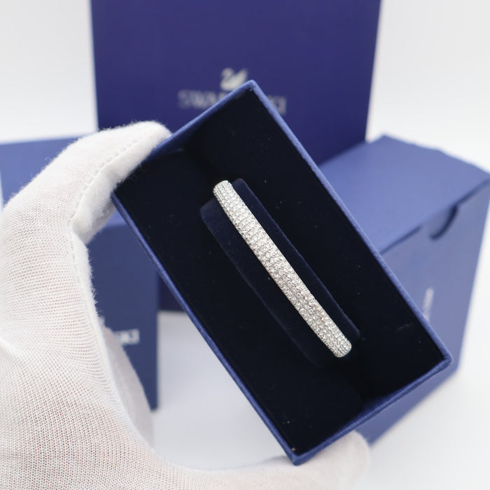 Swarovski Pave Crystal Bangle Bracelet – Elegant Silver-Tone Finish - SH1Z088