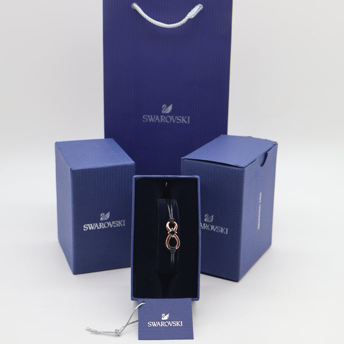 Swarovski Infinity Knot Cord Bracelet – Rose Gold-Tone with Black Cord - 5533721