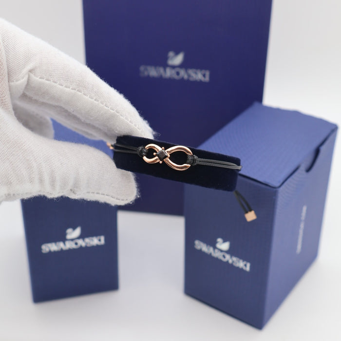 Swarovski Infinity Knot Cord Bracelet – Rose Gold-Tone with Black Cord - 5533721