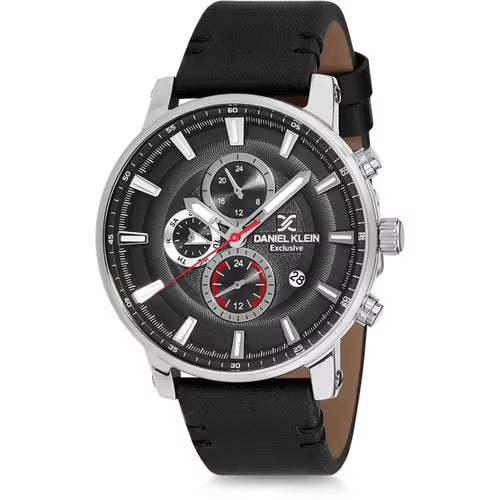 Daniel Klein Exclusive Chronograph Black Leather Strap Watch DK12103-3