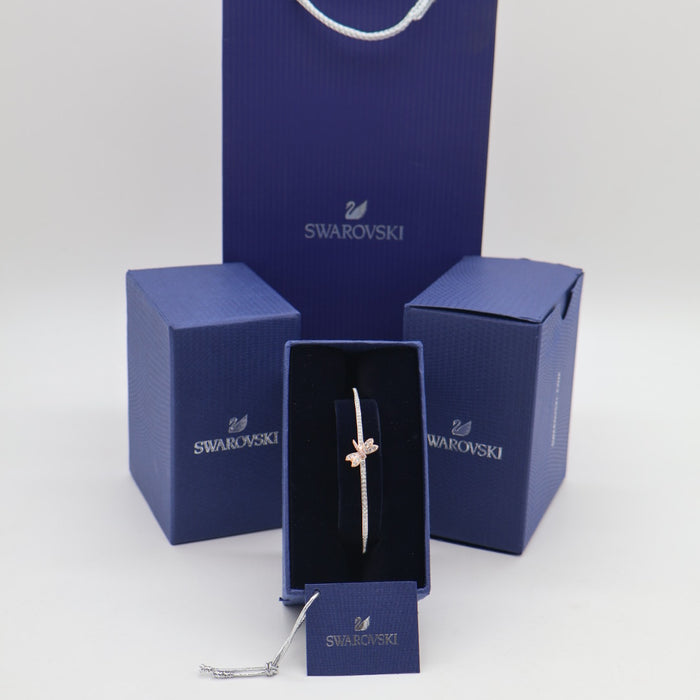 Swarovski Butterfly Bangle Bracelet – Rose Gold & Silver-Tone with Crystal Detailing - 5518138