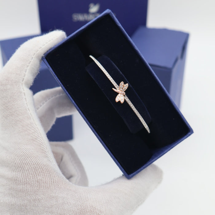 Swarovski Butterfly Bangle Bracelet – Rose Gold & Silver-Tone with Crystal Detailing - 5518138