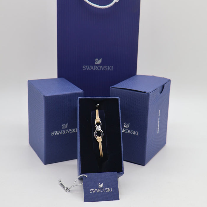 Swarovski Infinity Cord Bracelet – Beige Adjustable Band with Crystal Centerpiece - 5533725