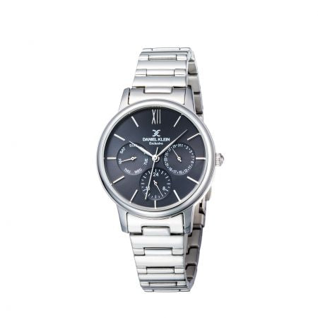 Daniel Klein Exclusive Silver Stainless Steel Black Dial Multifunction Watch DK11951-4