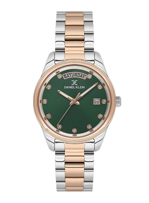 Daniel Klein Two-Tone Green Dial Day-Date Watch - DK.1.13718