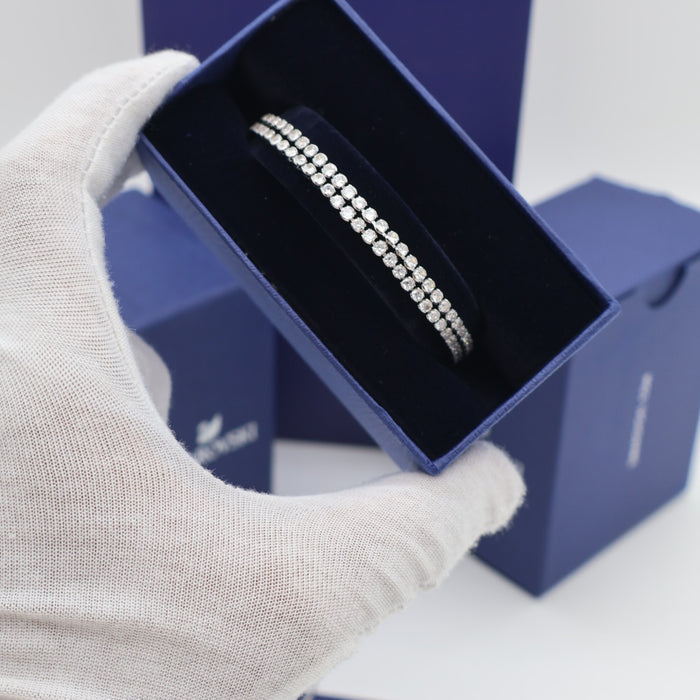 Swarovski Double Row Crystal Tennis Bracelet – Silver-Tone Sparkle - 55224182