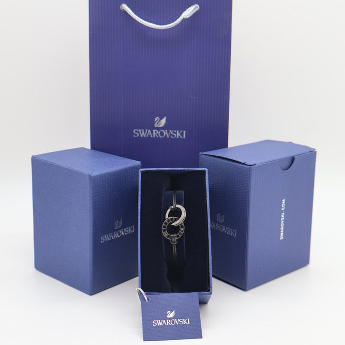 Swarovski Black Loop Symbol Cord Bracelet – Unisex Modern Elegance - 5427137