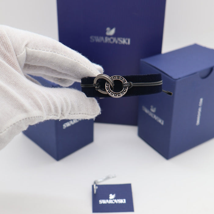Swarovski Black Loop Symbol Cord Bracelet – Unisex Modern Elegance - 5427137