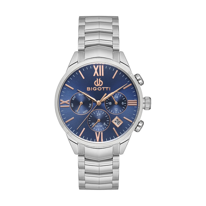 Bigotti Chronograph Blue Dial Stainless Steel Men’s Watch - BG.1.10484-3