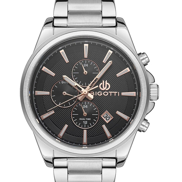 Bigotti Chronograph Black Dial Stainless Steel Men’s Watch - BG.1.10431-2