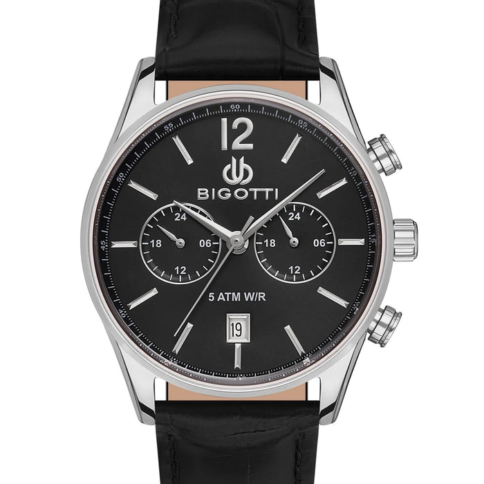 Bigotti Black Dial Black Leather Men’s Watch - BG.1.10510-1