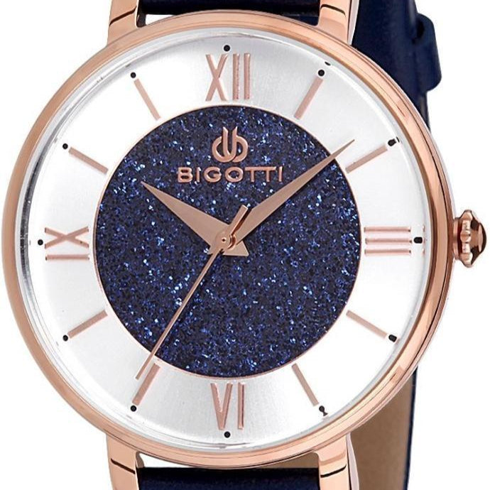 Bigotti Women’s Blue Glitter Dial Rose Gold Watch - BGT0219-4