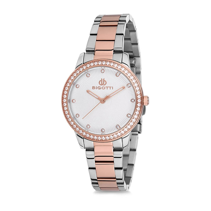 Bigotti Women’s Two-Tone Stainless Steel Watch with Crystal Bezel - BG0259-4