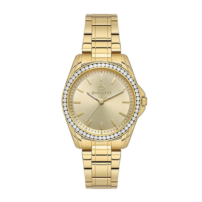 Bigotti Women’s Gold Stainless Steel Watch with Crystal Bezel - BG110534-2