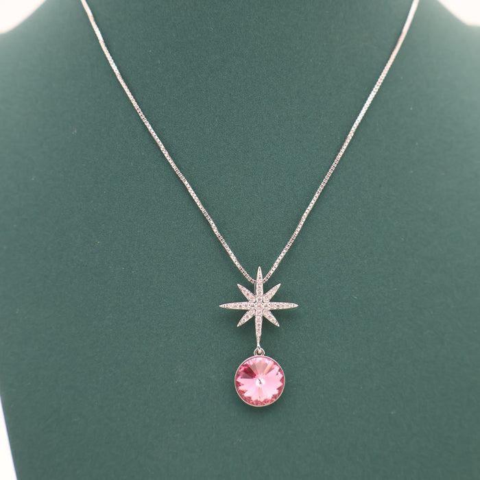 Light Purple Crystal Necklace By Swarovski Crystal