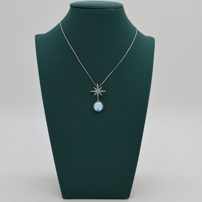 Blue Crystal Necklace By Swarovski Crystal