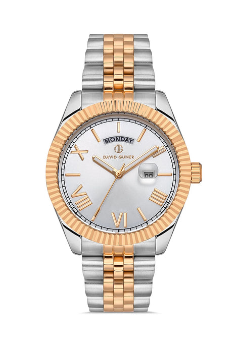 David Guner Men’s Two-Tone Silver Dial Day-Date Watch - DG-8481LA-E1