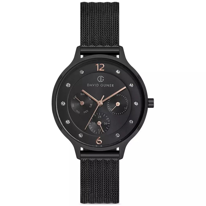 David Guner Women’s Black Mesh Multifunction Watch - DG-8120LC-G2