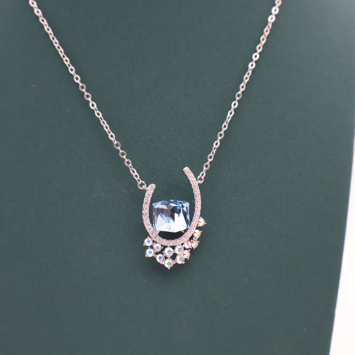 Premium Light Blue Crystal Necklace By Swarovski Crystal