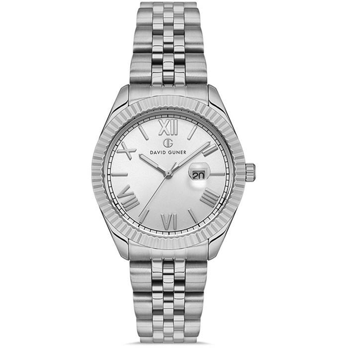 David Guner Men’s Classic Silver Stainless Steel Watch with Date - DG-8481LA-A1