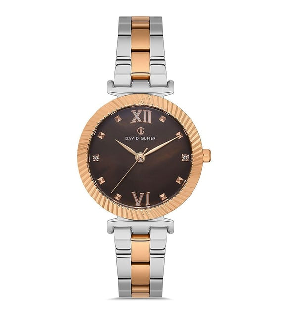David Guner Women’s Two-Tone Brown Dial Watch - DG-8412LA-E6