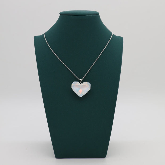White Crystal Heart Necklace By Swarovski Crystal