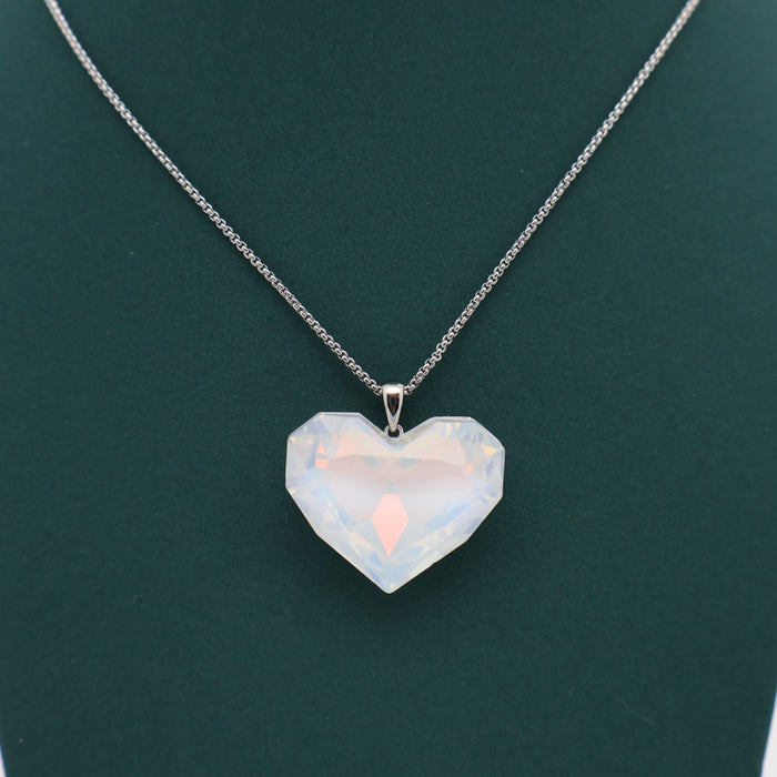 White Crystal Heart Necklace By Swarovski Crystal