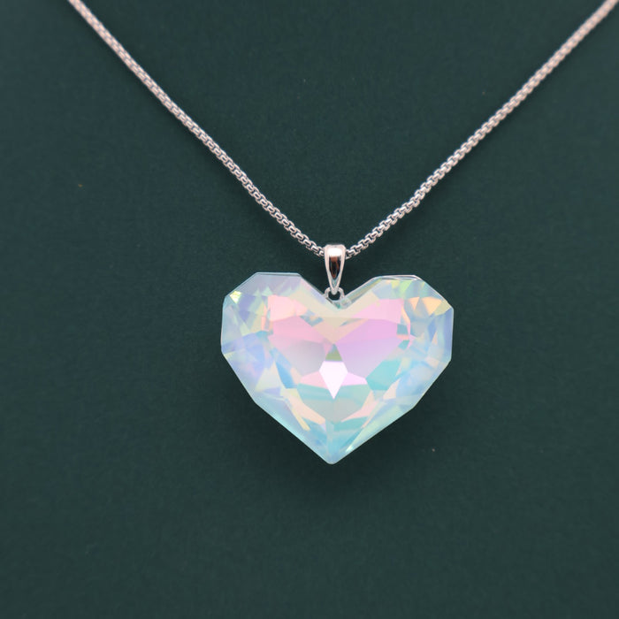 Light Blue Heart Necklace By Swarovski Crystal