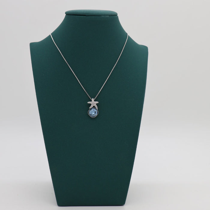 Dark Blue Crystal Necklace By Swarovski Crystal
