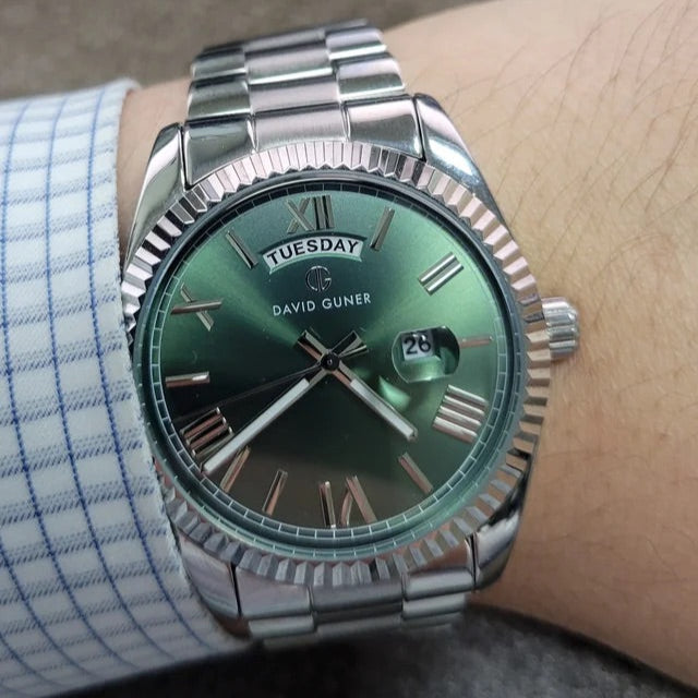 David Guner Men’s Green Dial Day-Date Watch - DG-8329GA2-A10