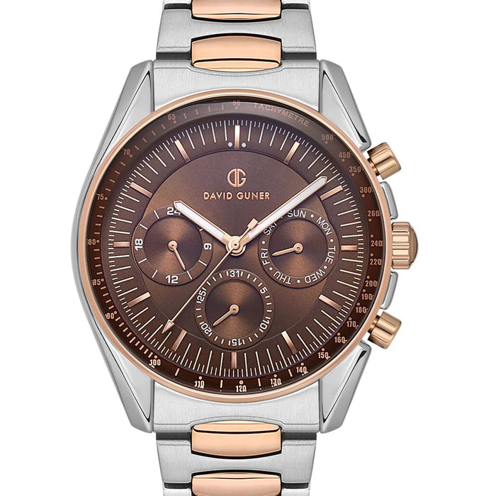 David Guner Men’s Brown Chronograph Two-Tone Stainless Steel Watch DG-8670GA-E6