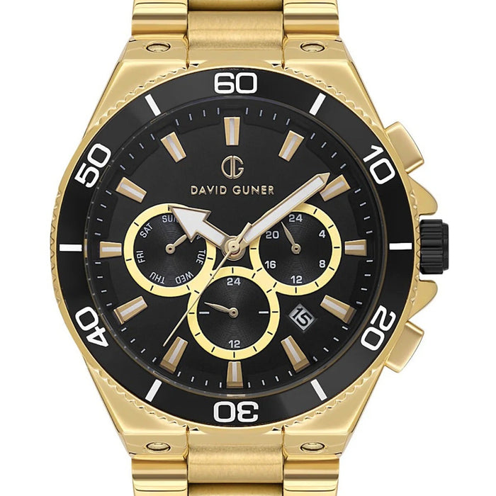 David Guner Men’s Gold Chronograph Black Dial Watch DG-8654GA-B2