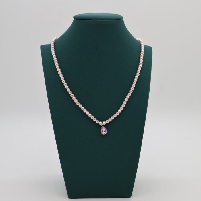 Pink Rose Crystal Necklace By Swarovski Crystal