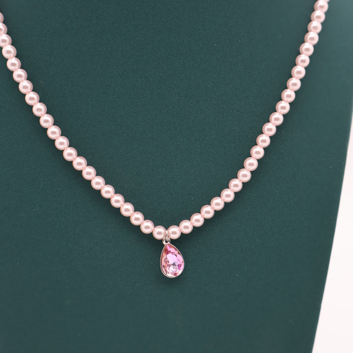 Rose Pink Crystal Necklace By Swarovski Crystal