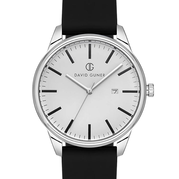 David Guner Classic Silver Men’s Watch with Black Strap DG-8491GD-J1