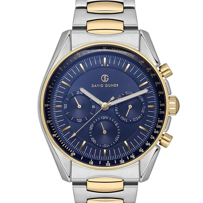David Guner Blue & Gold Chronograph Stainless Steel Watch DG-8670GA-D3