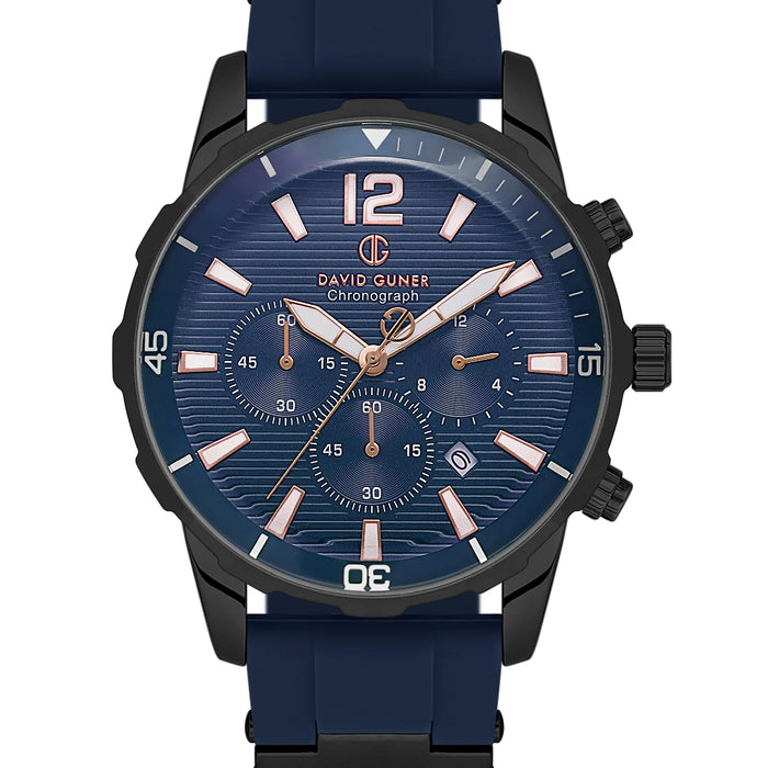 David Guner Blue Chronograph Watch with Black Case DG-8456GD-ZA3