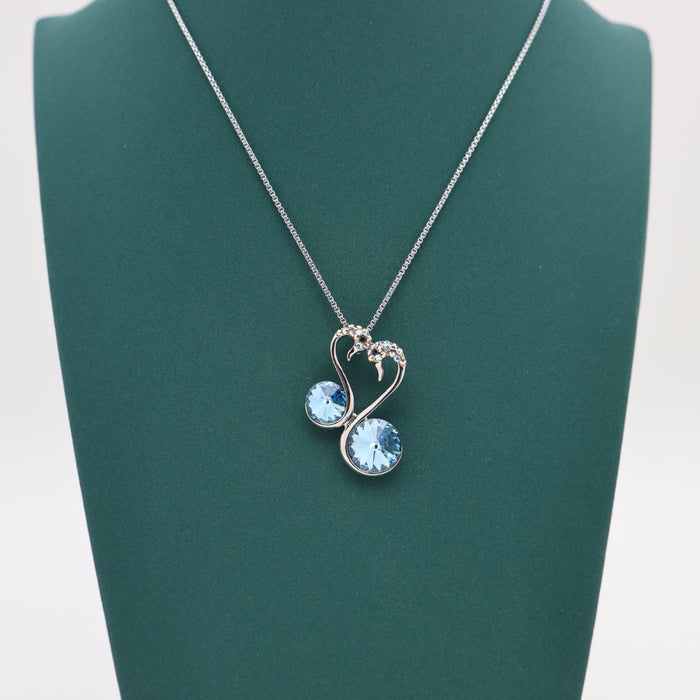 Double Blue Crystal Necklace By Swarovski Crystal