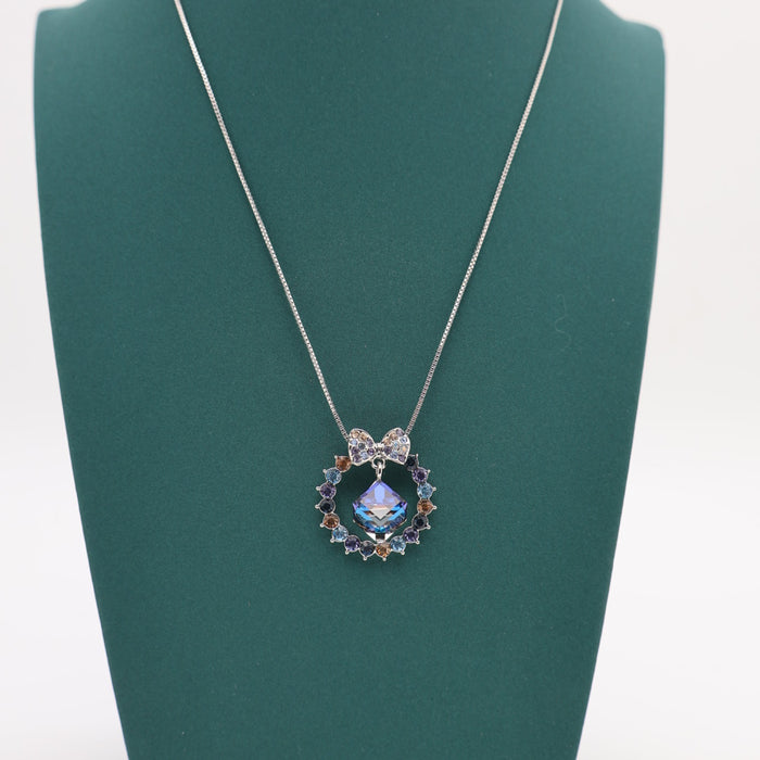 Blue Colored Necklace By Swarovski Crystal