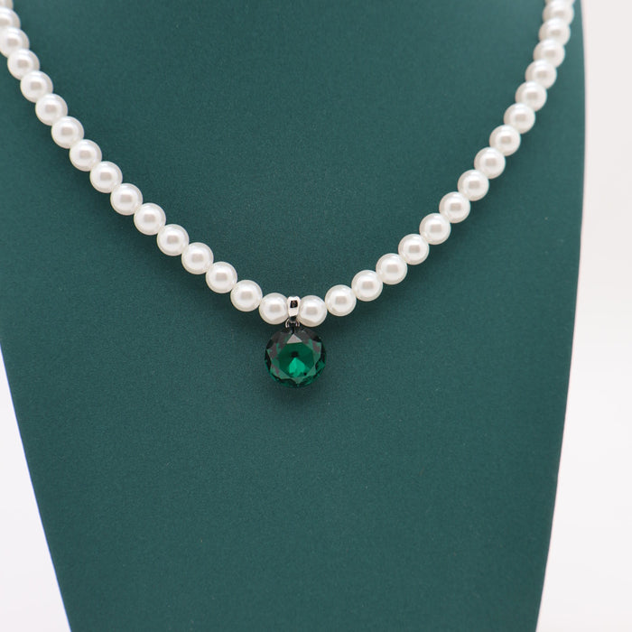 Dark Green Crystal Necklace By Swarovski Crystal