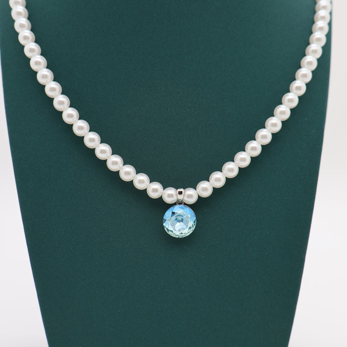 Light Blue Crystal Necklace By Swarovski Crystal
