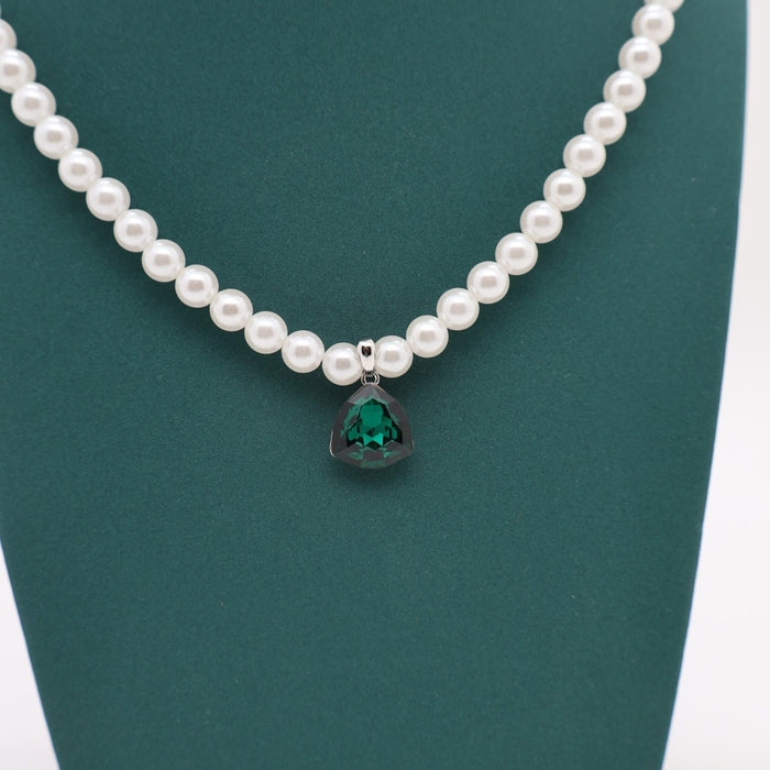Dark Green Crystal Necklace By Swarovski Crystal