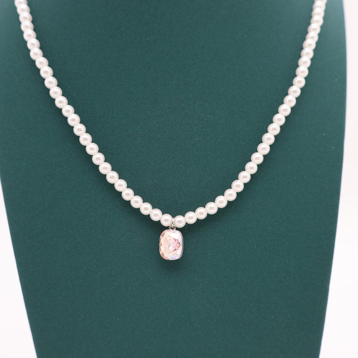 White Crystal Necklace By Swarovski Crystal