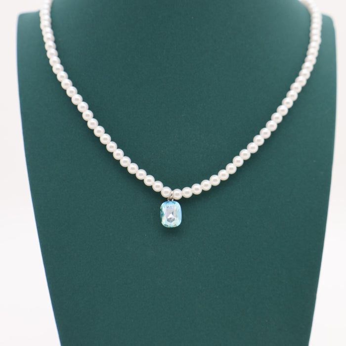 Light Blue Crystal Necklace By Swarovski Crystal