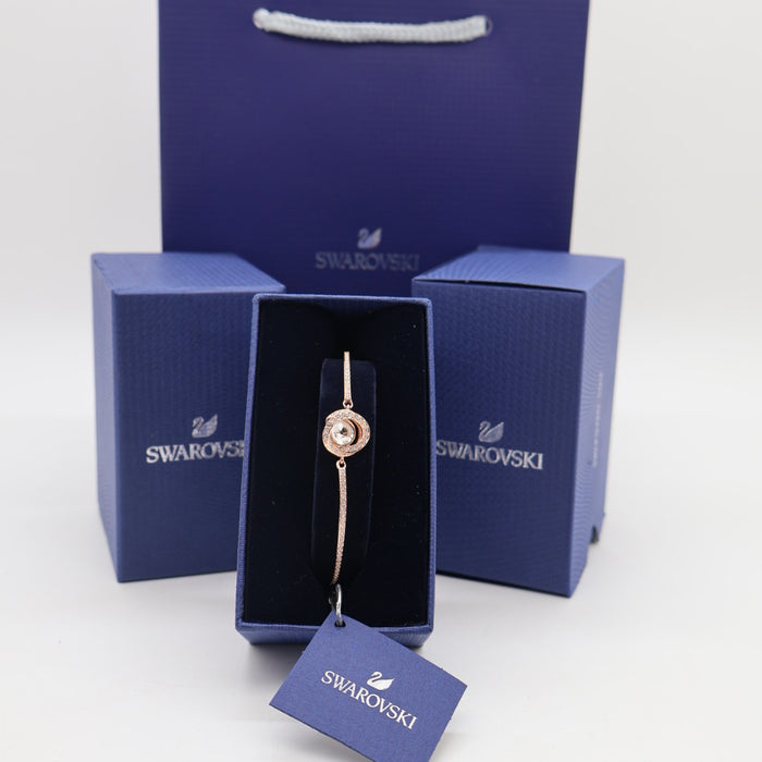 Swarovski Rose Gold Plated Crystal Halo Bangle Bracelet - 5290681