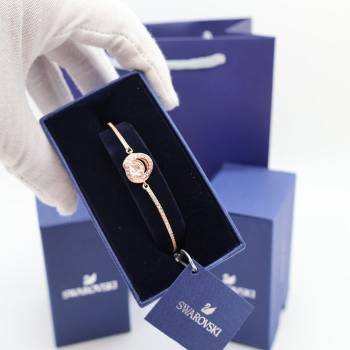 Swarovski Rose Gold Plated Crystal Halo Bangle Bracelet - 5290681