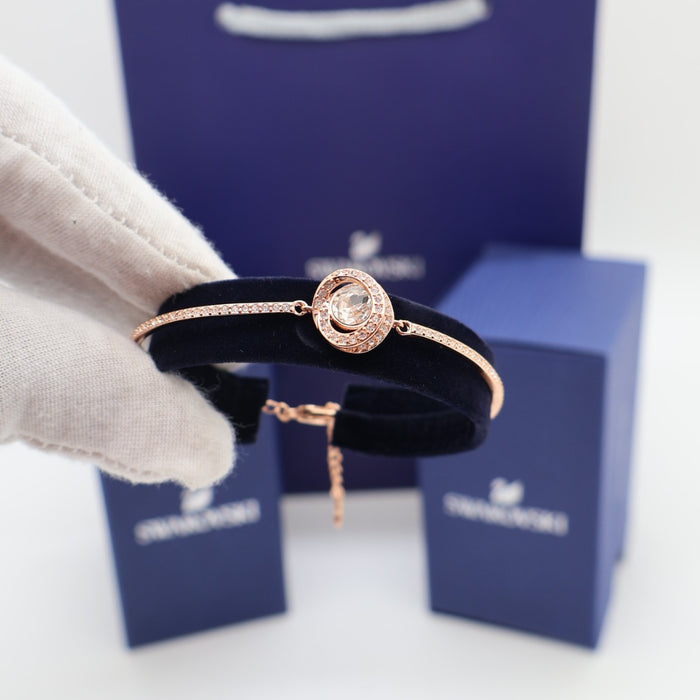 Swarovski Rose Gold Plated Crystal Halo Bangle Bracelet - 5290681
